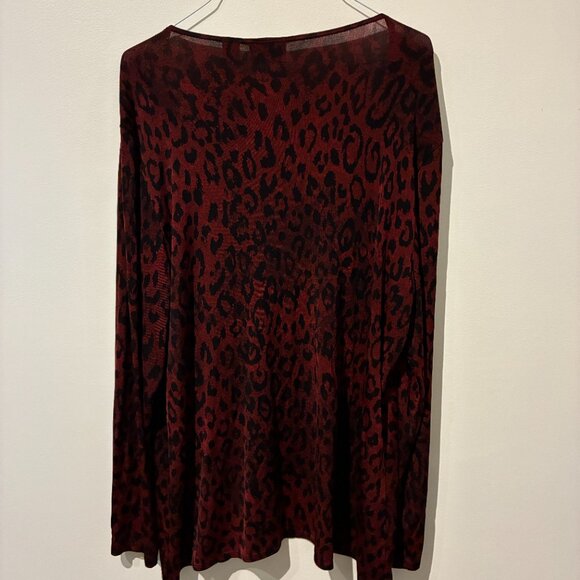 Chico's Travelers Red Leopard Pattern Velour Cardigan - Women's Size 2 (L) - Picture 5 of 10